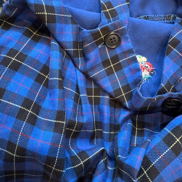 Vintage Fast Friends “J” Monogram Embroidered Bee and Apples Blue Plaid Overalls - Picture 8 of 8